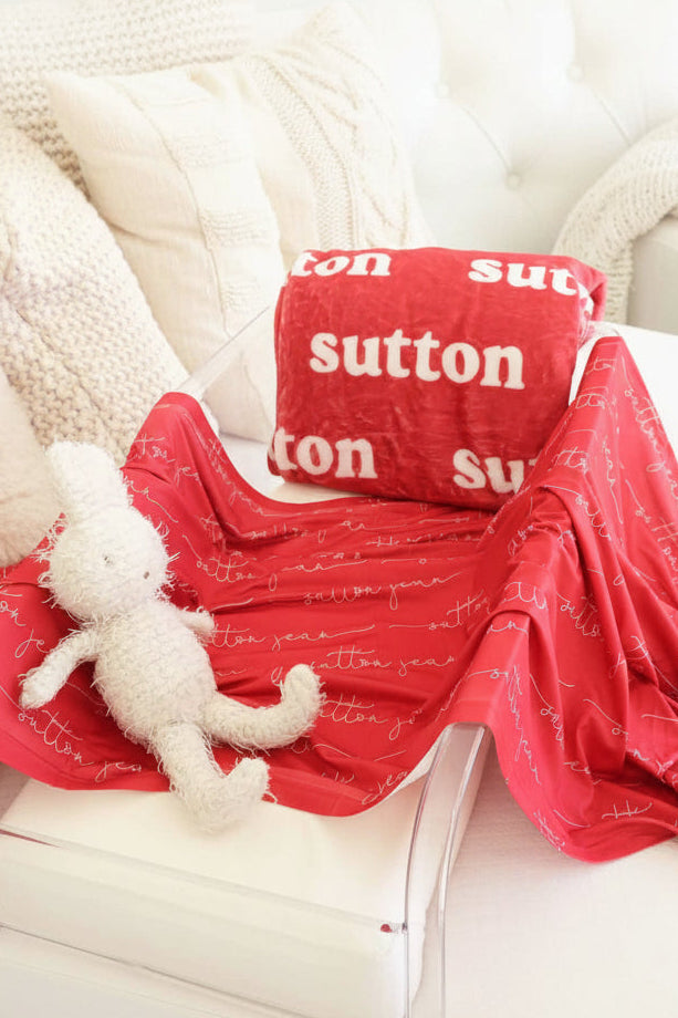 personalized color blanket red