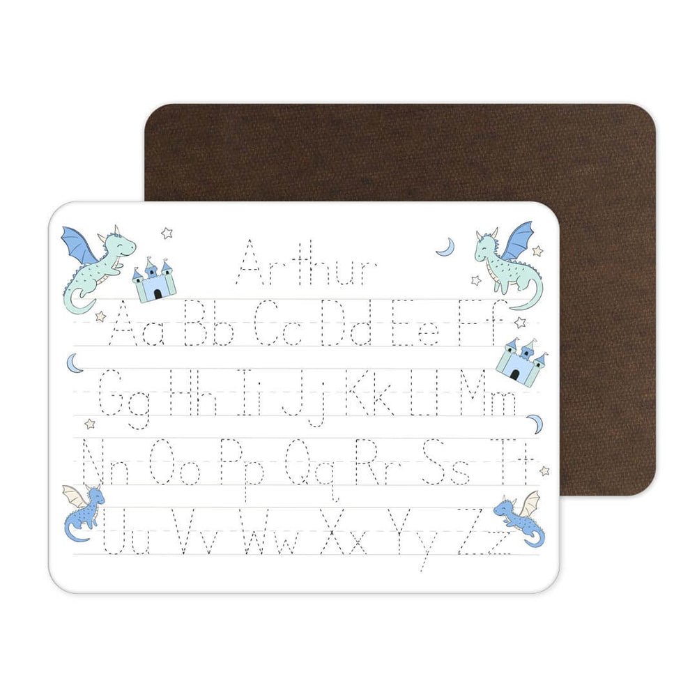 blue and green castle and dragon personalized whiteboard for kids 
