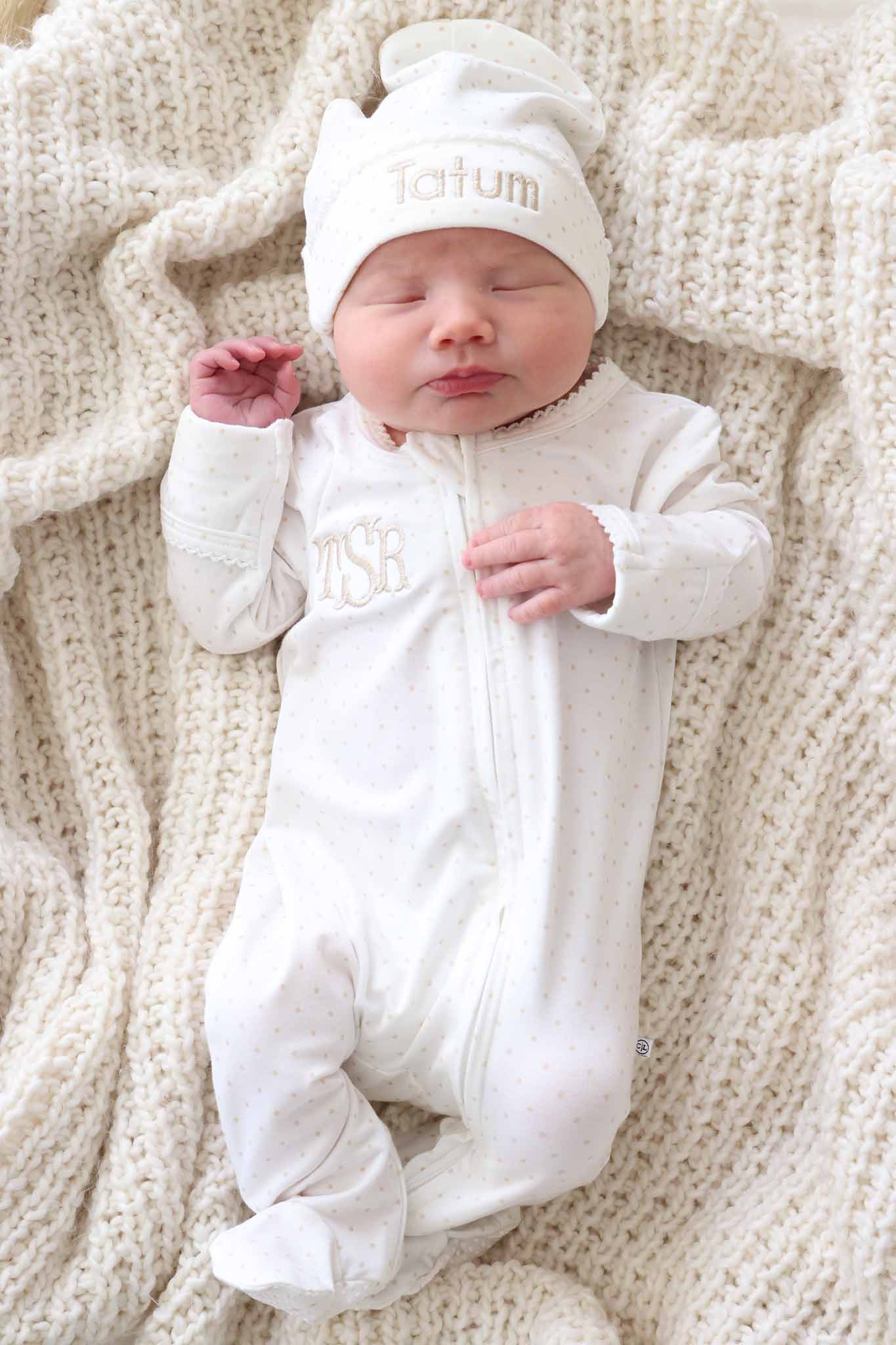 Picot Trim Bamboo Zipper Footie | Baby Taupe