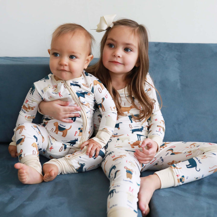 dog and alphabet kids pajama set