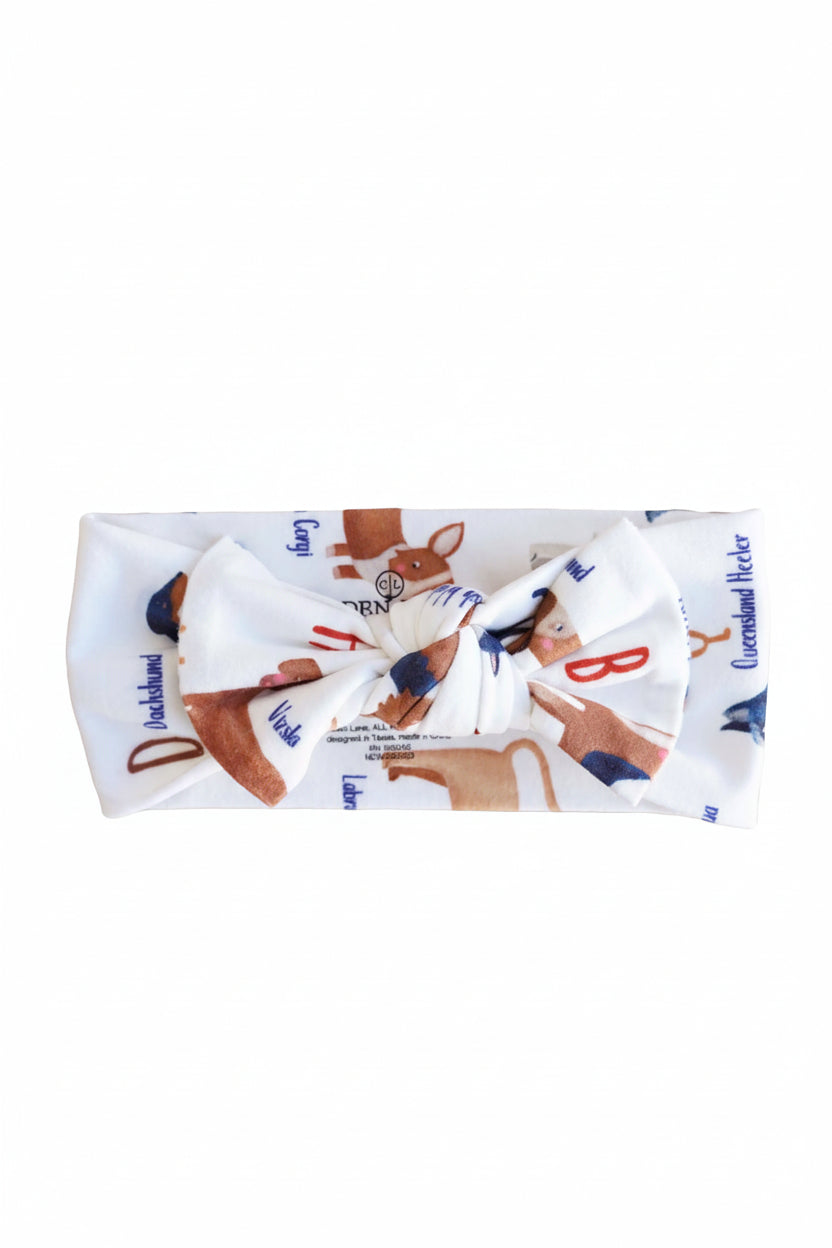 abc paw-ty knit large bow headwrap 
