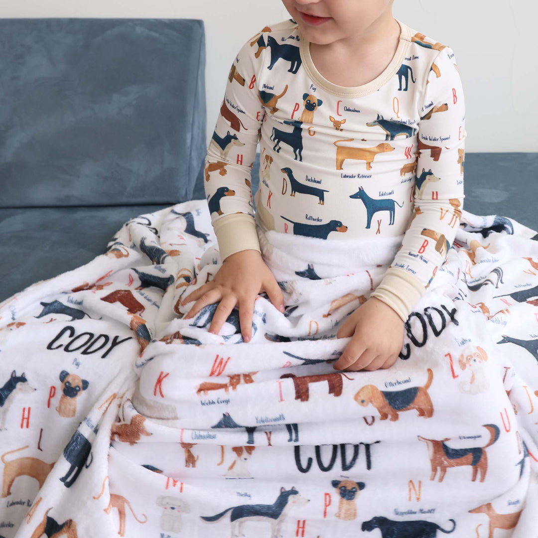 personalized kids blanket abc paw-ty 