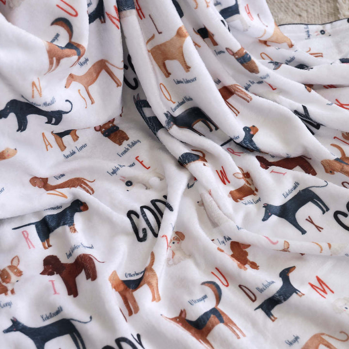 dog personalized blanket for kids with letters 