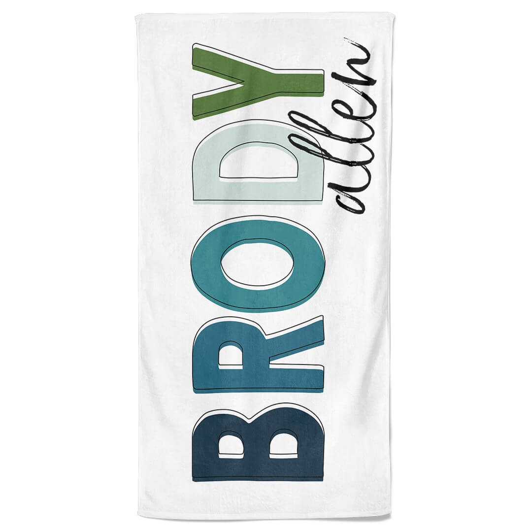 all boy color block personalized kids beach towel 