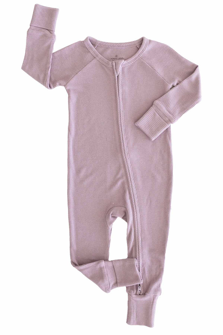 Embroidered Bamboo Waffle Convertible Zip Romper | Amethyst