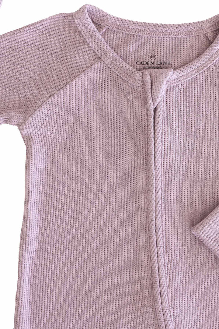 amethyst bamboo waffle convertible zip romper pajama for babies and toddlers soft purple 