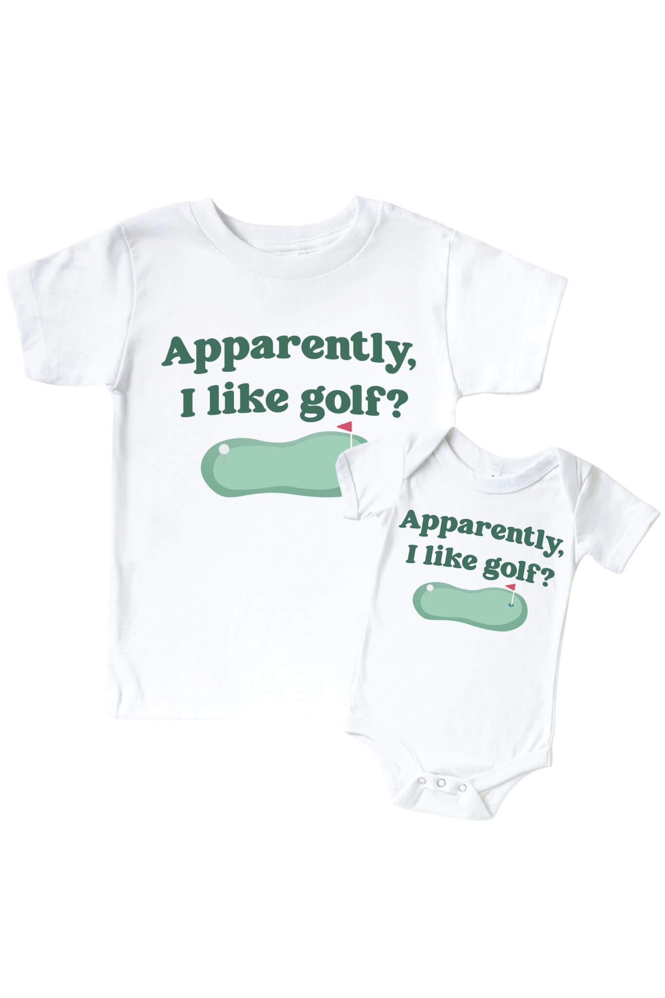 Apparently, I Like Golf Graphic Bodysuit & Kids Tee | White