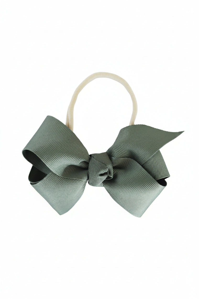 army green ribbon bow headband for babies