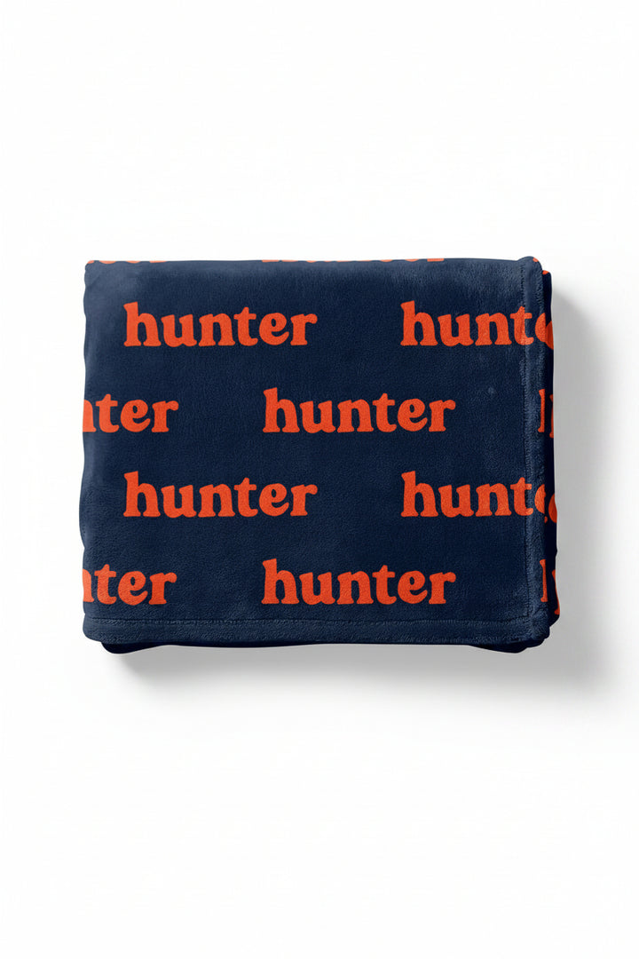 orange and navy personalized color blanket 
