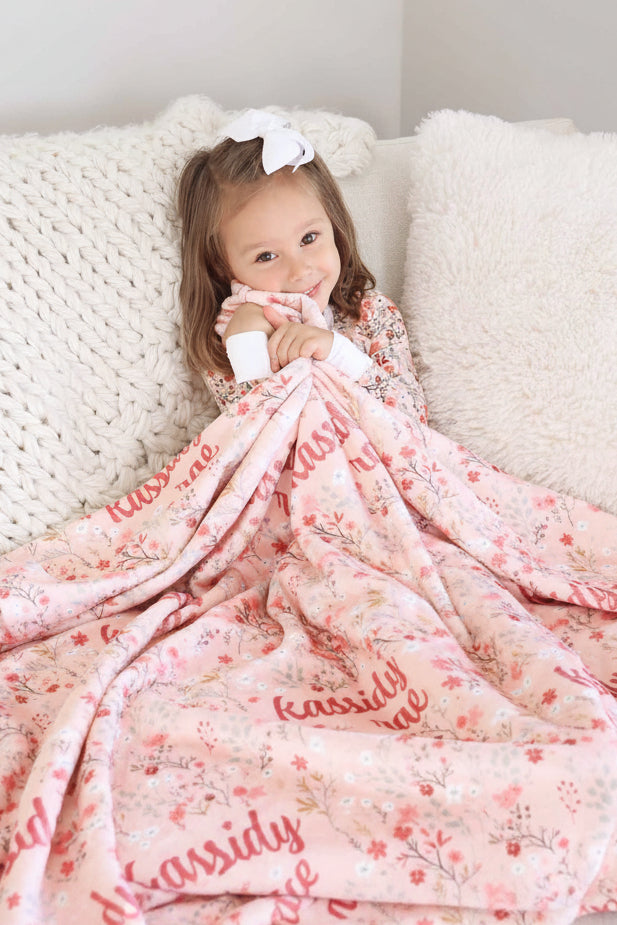 autumn blooms personalized blanket for kids