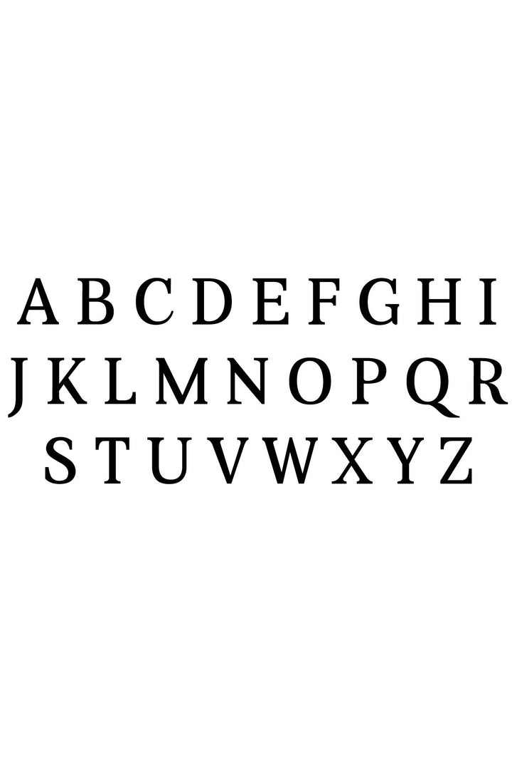 Aver embroidery font preview showing uppercase alphabet letters A through Z for personalization