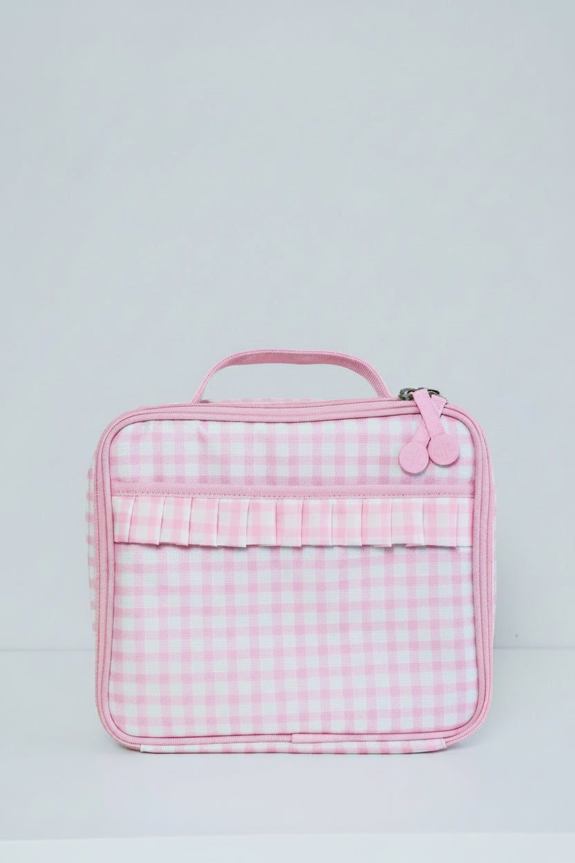 non embroidered pink gingham lunchbox for girls 