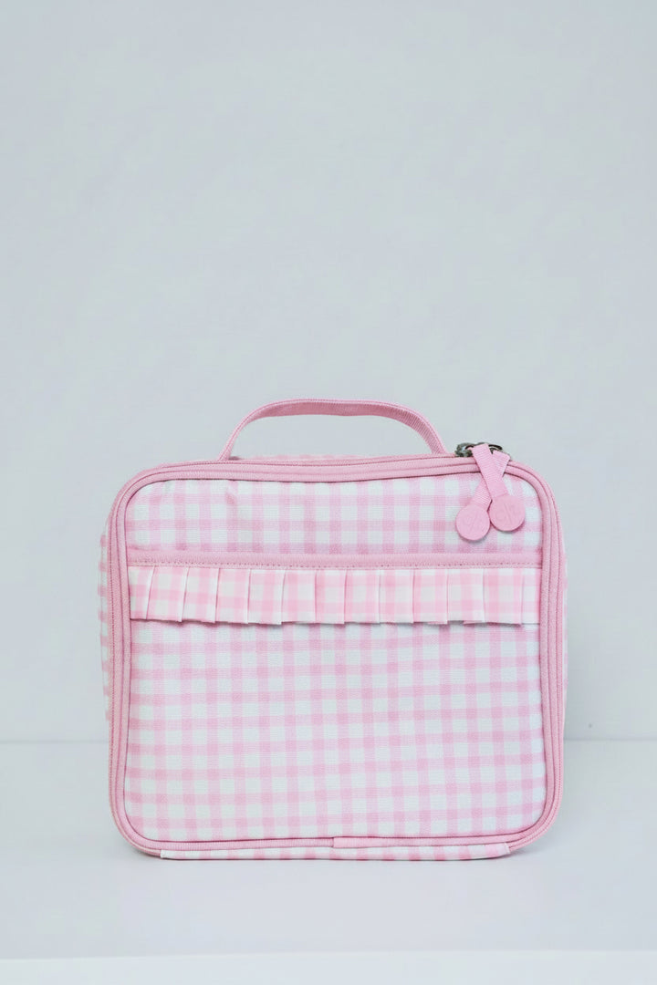 non embroidered pink gingham lunchbox for girls 