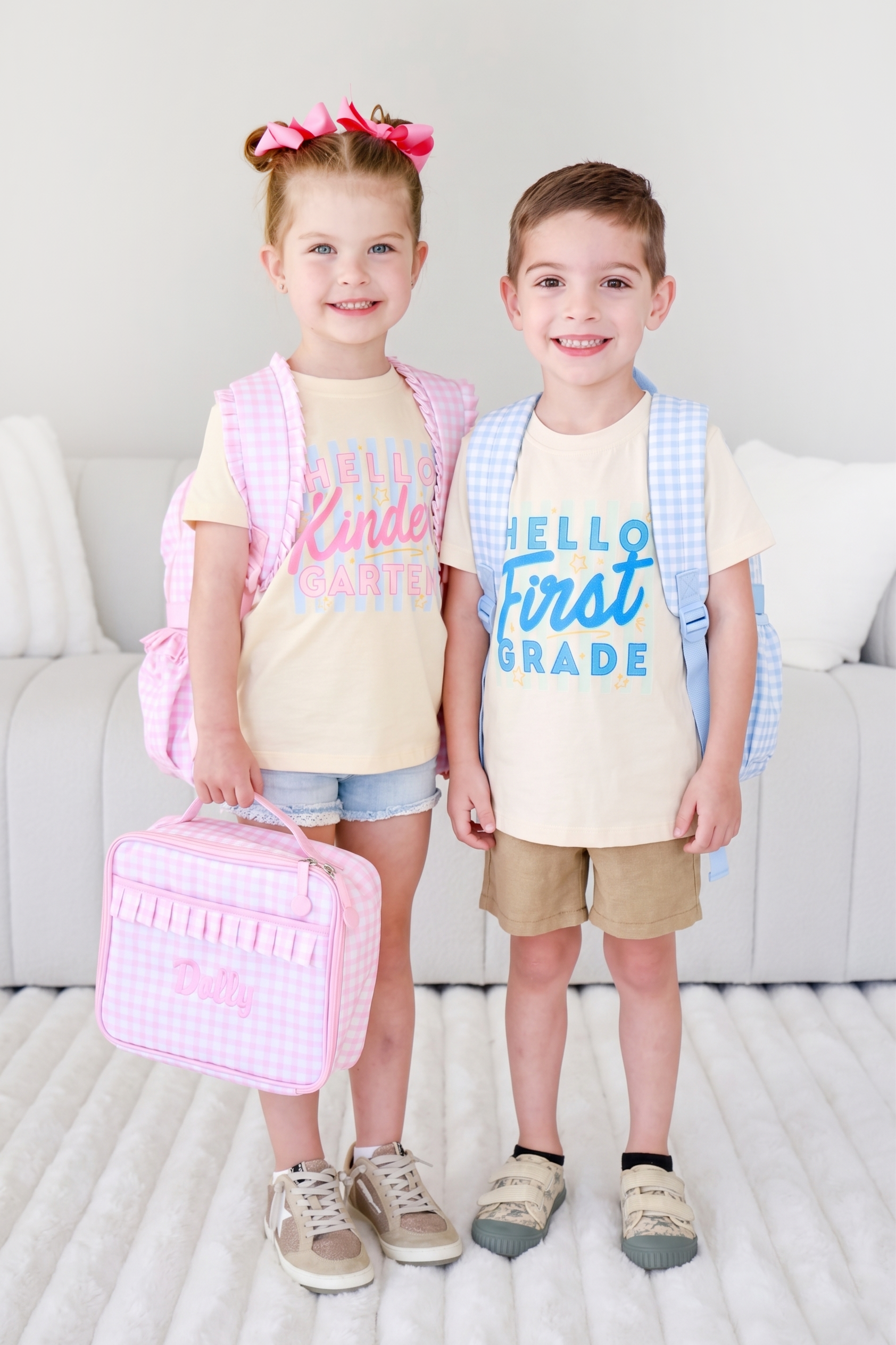 Hello New Grade Stripes Kids Graphic Tee | Natural