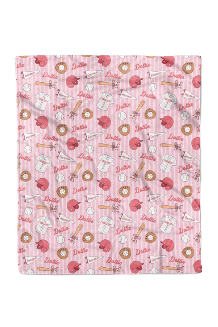 50 x 60 ballpark babes personalized blanket for girls 