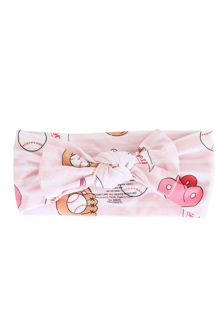 ballpark babes knit large bow headwrap