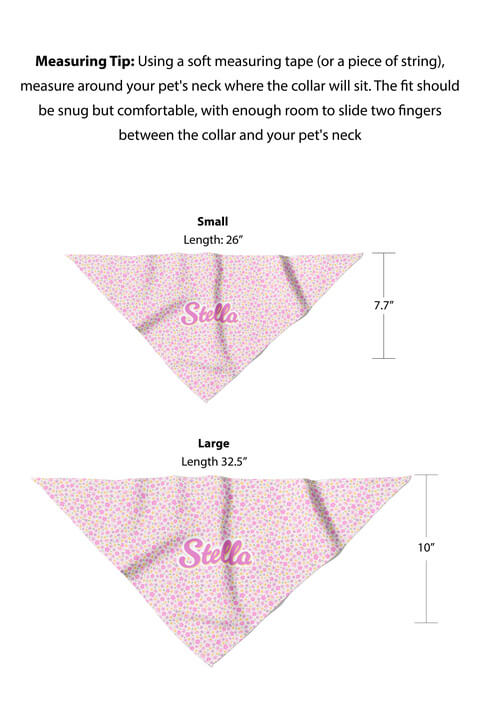 personalized pet bandana size chart