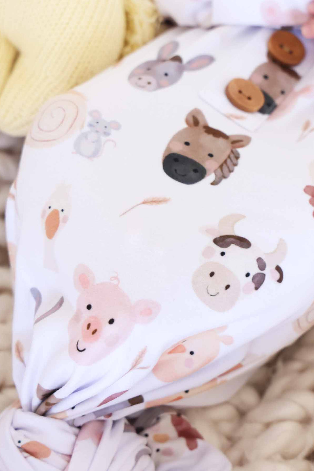 barnyard  buddies gender neutral newborn knot gown