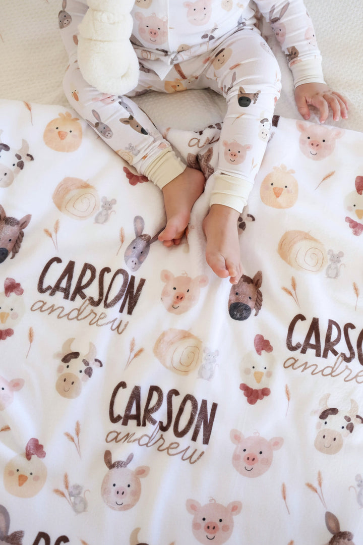 barnyard buddies personalized kids blanket 
