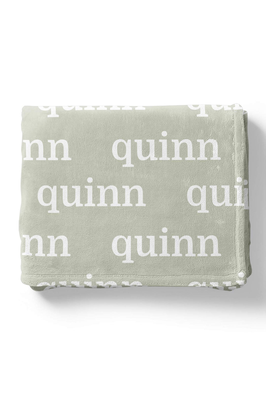 personalized basil green color blanket in block font
