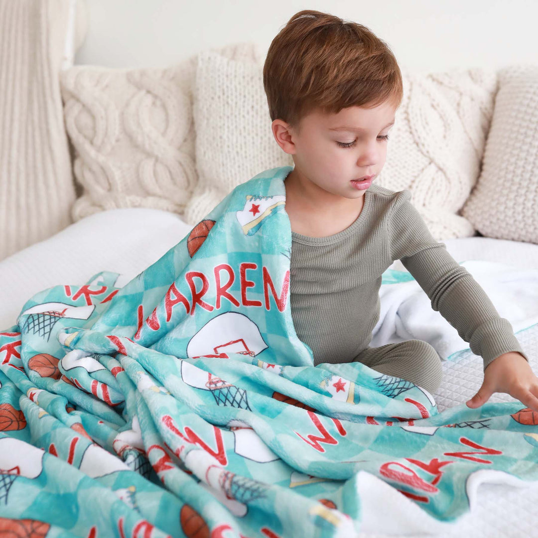 personalized basketball blanket for kids 