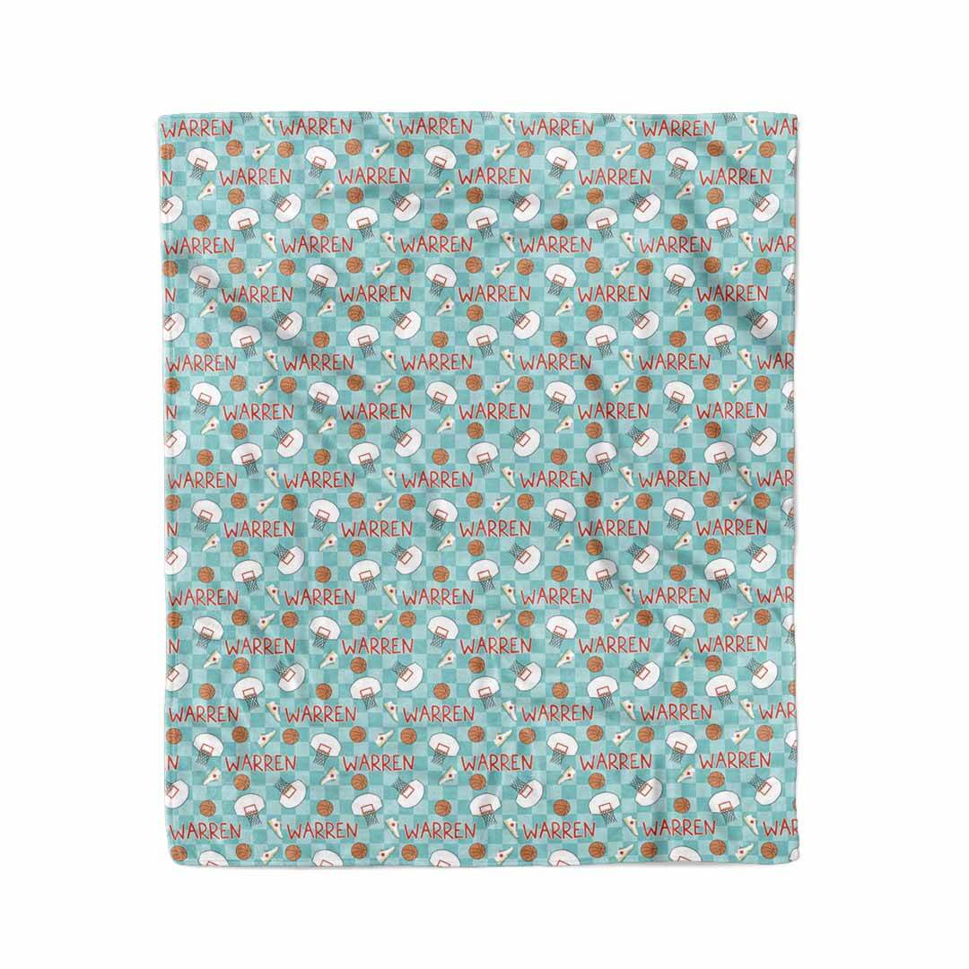 turquoise basketball blanket for kids 