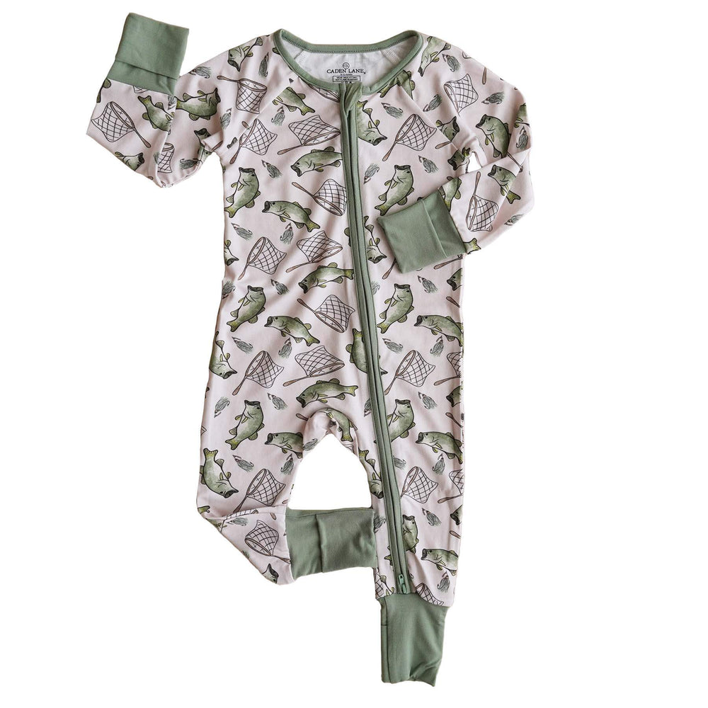 green fish romper zip