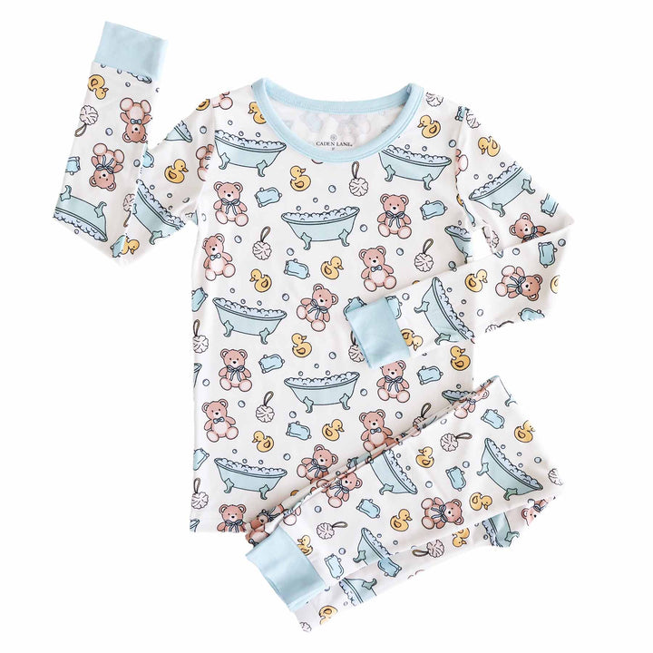 blue bath time besties two piece pajama set for boy kids