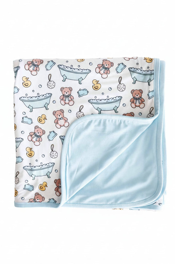 bathtime besties double sided bamboo blanket for boys 