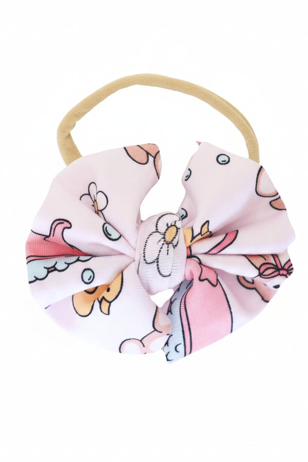 pink bathtime besties knit bow headband for newborns 