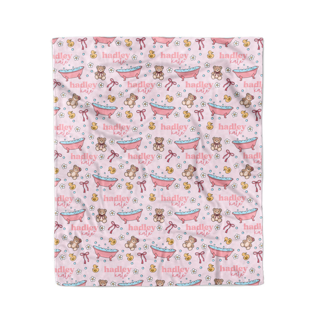 baht time besties pink personalized blanket for kids 
