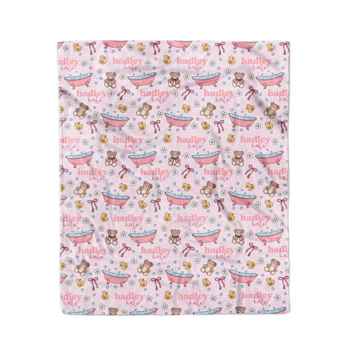 baht time besties pink personalized blanket for kids 