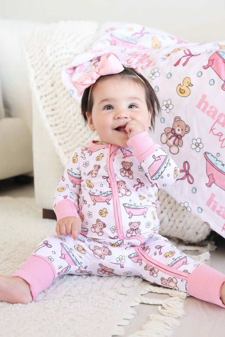 bathtime besties convertible zip romper 