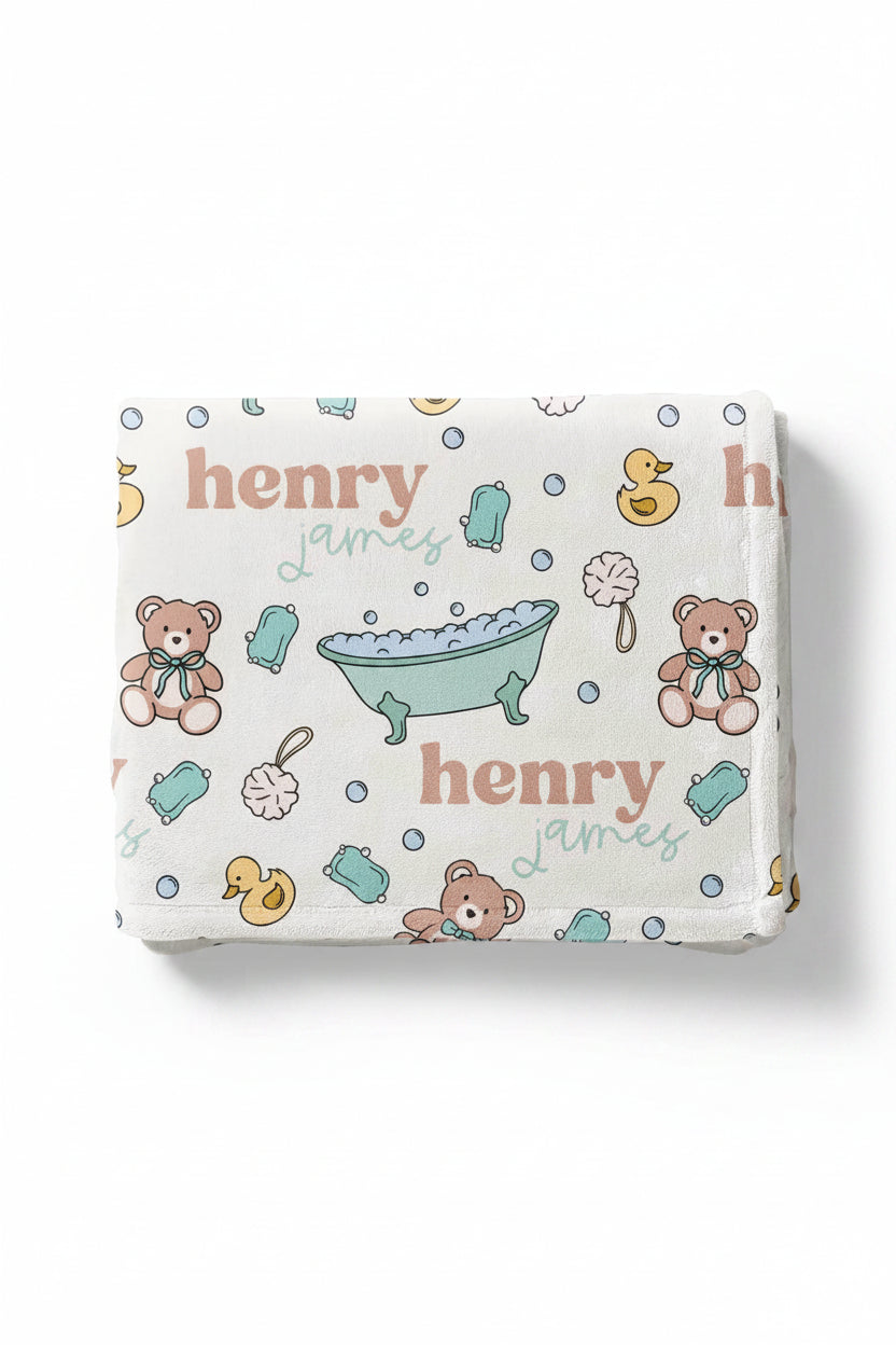 bathtime besties personalized kids blanket 