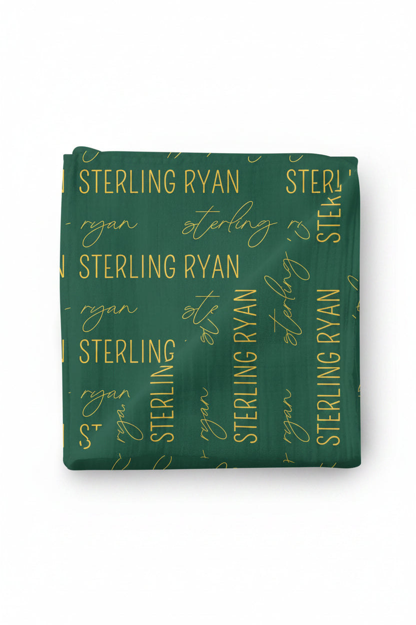 personalized green and yellow swaddle blanket