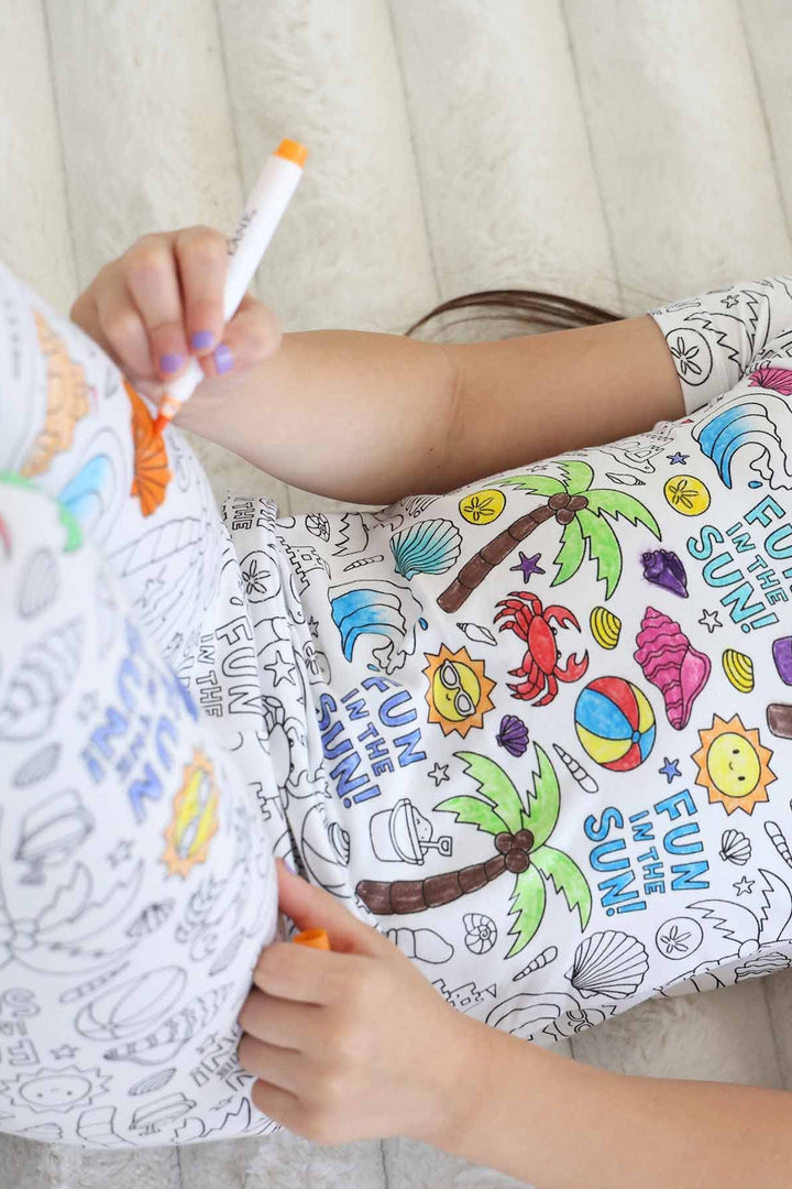 beach bash short sleeve two piece pajama set for kids gender neutral