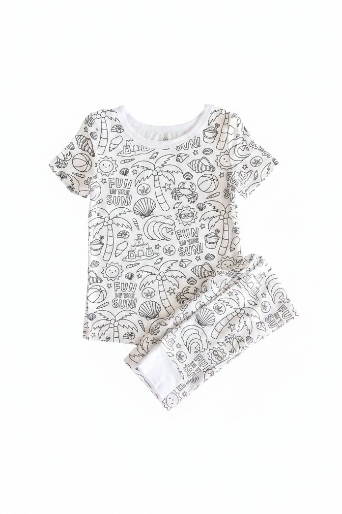 beach bash colorable two piece pajama set for kids 