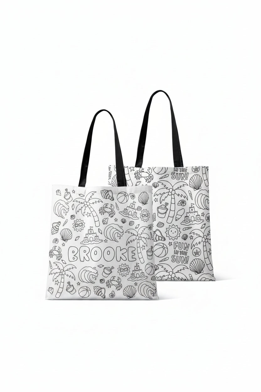 Colorable Personalized Tote Bags | Beach Bash
