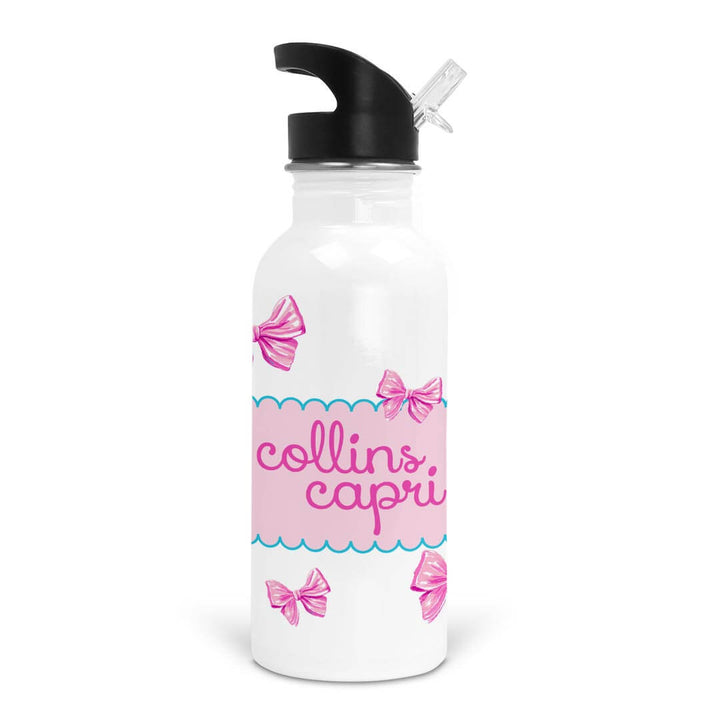 personalized water bottle with pink bows