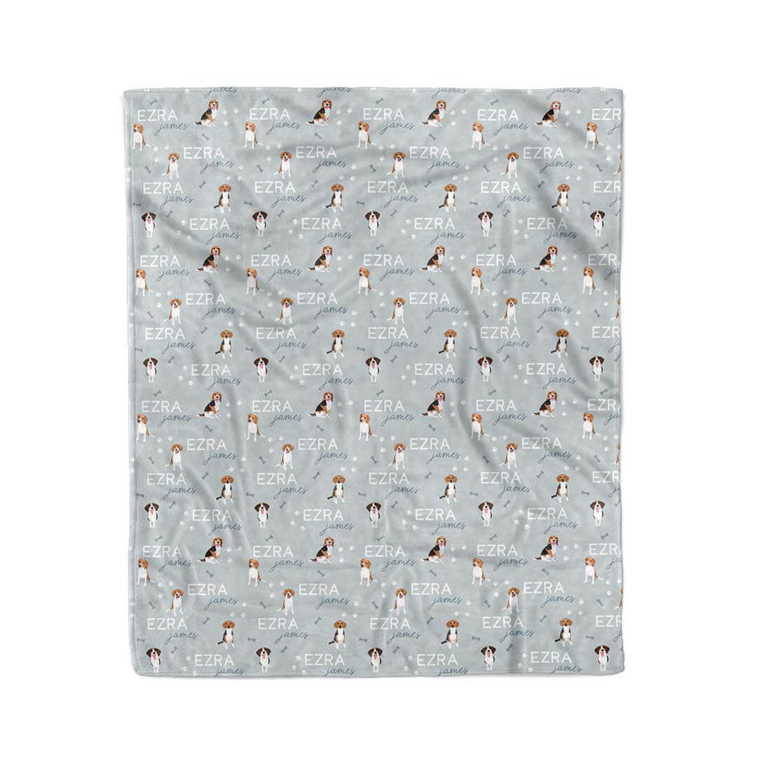 blue beagle blanket personalized with name 