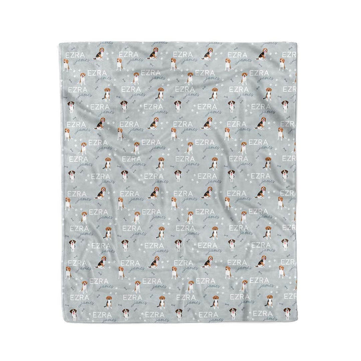 blue beagle blanket personalized with name 