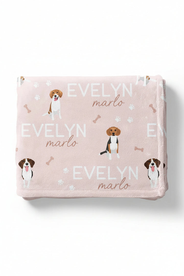 personalized kids blanket pink beagle 