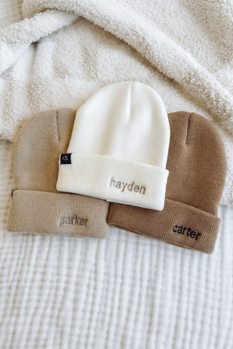 Embroidered Knit Baby Beanie