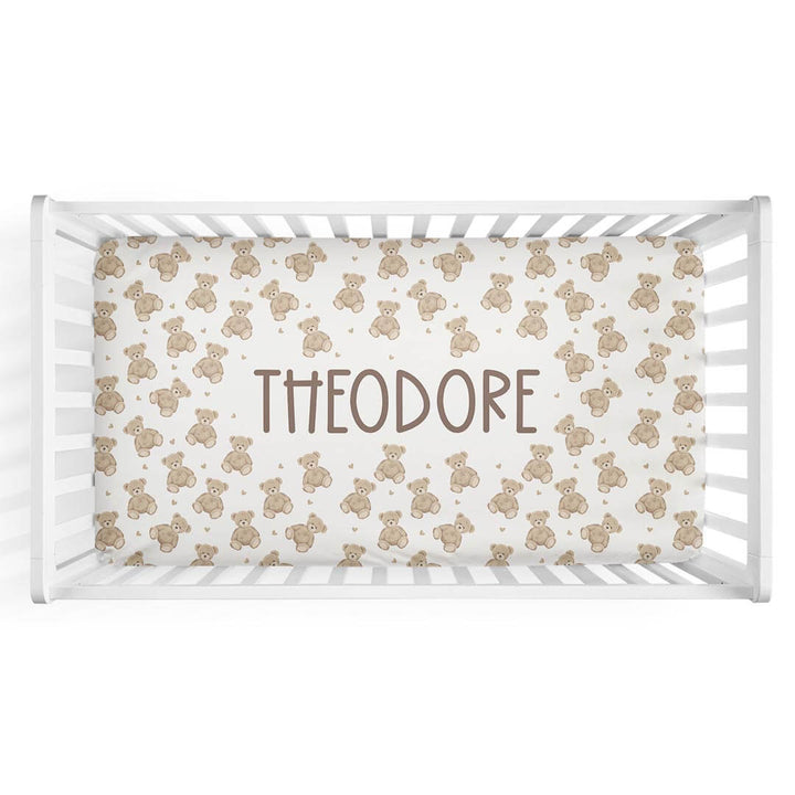 teddy bear personalized nursery crib sheet for babies