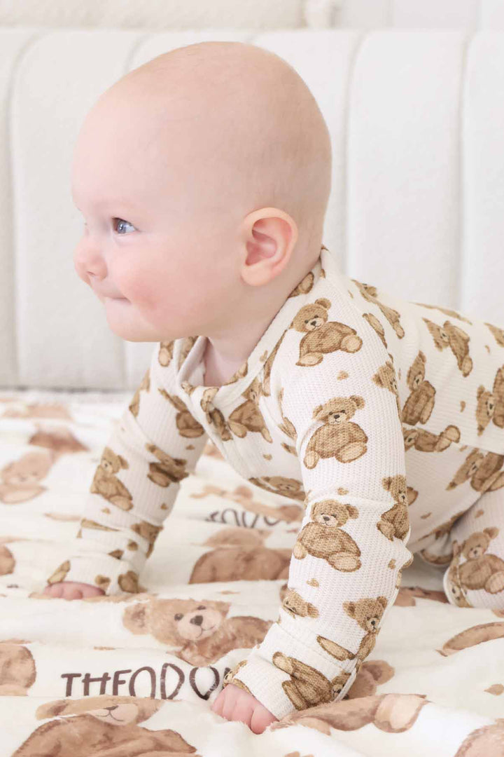 gender neutral teddy bear convertible zip romper 