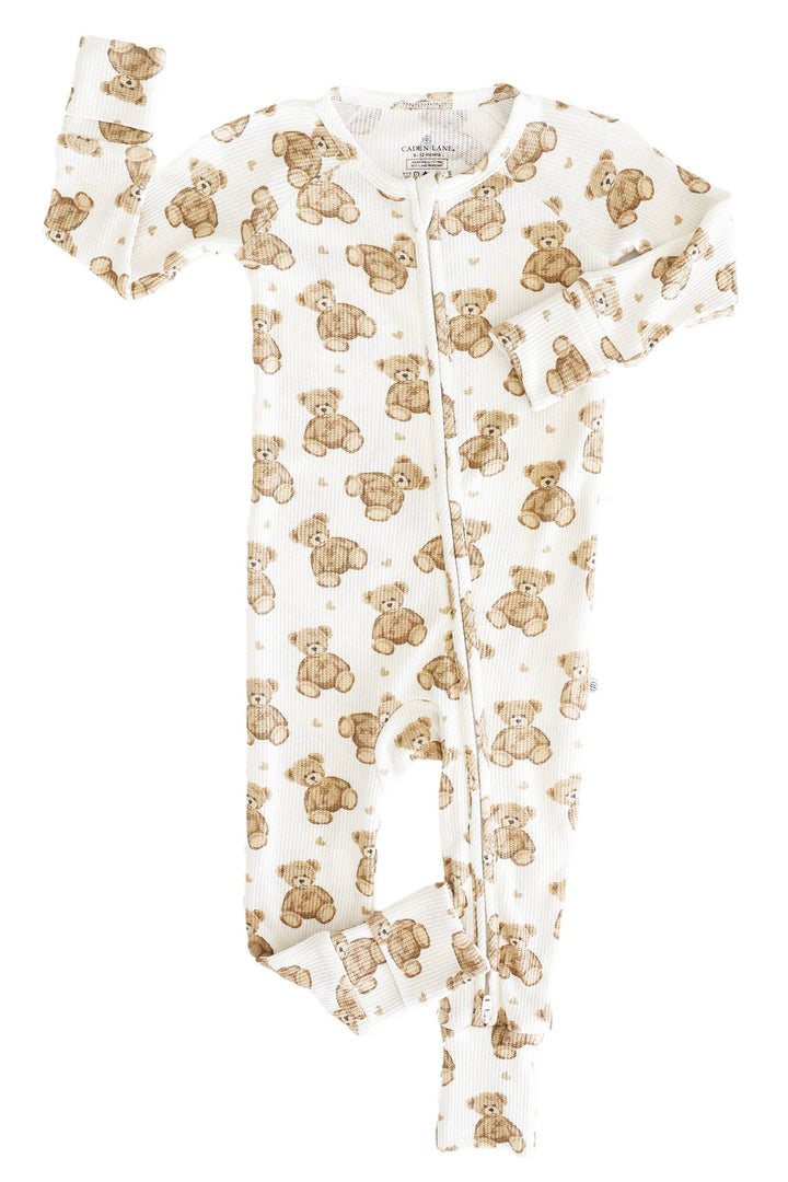 convertible zip romper for baby beary sweet waffle