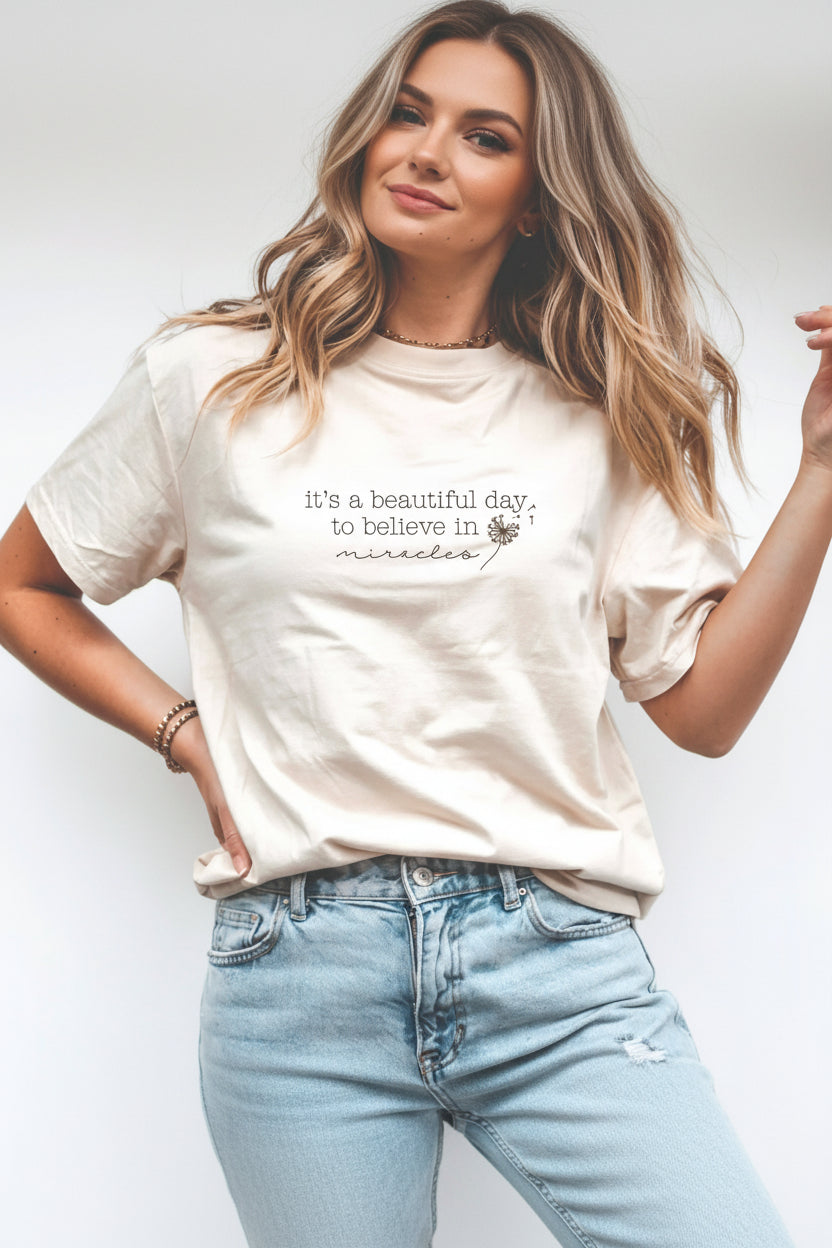 Beautiful Day For Miracles Graphic Tee | Ivory
