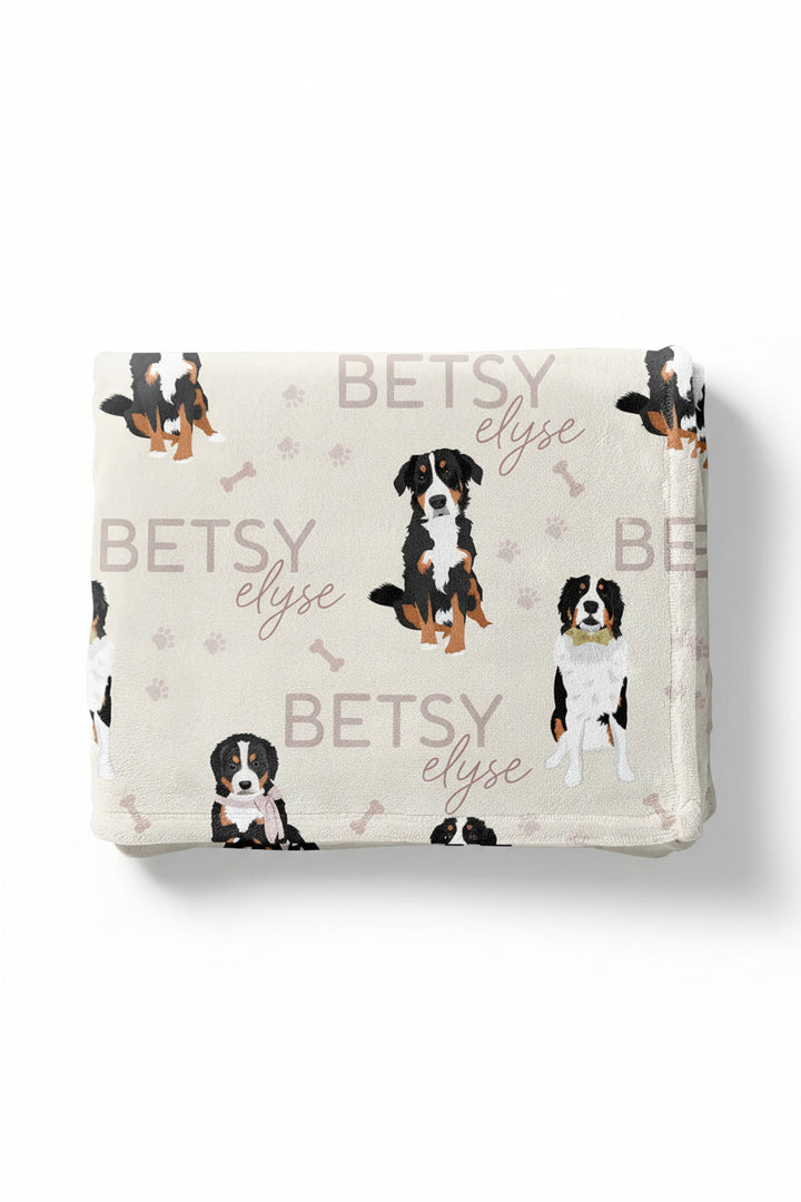 bernese mountain dog personalized kids blanket tan 
