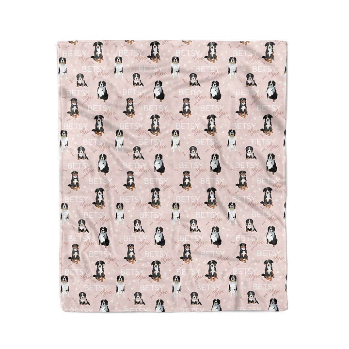 pink personalized kids blanket bernese mountain dog 