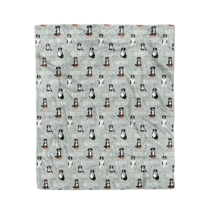 green kids blanket with bernese mountain dog 